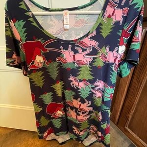 LulaRoe Unicorn/Christmas Shirt